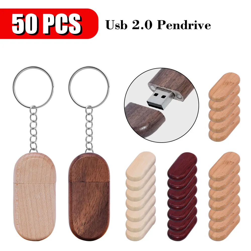 50pcs/lot High quality usb 2.0 flash drive wooden Pen Drive 4GB 8GB 16GB 32GB 64GB pendrive business gift free logo key chain