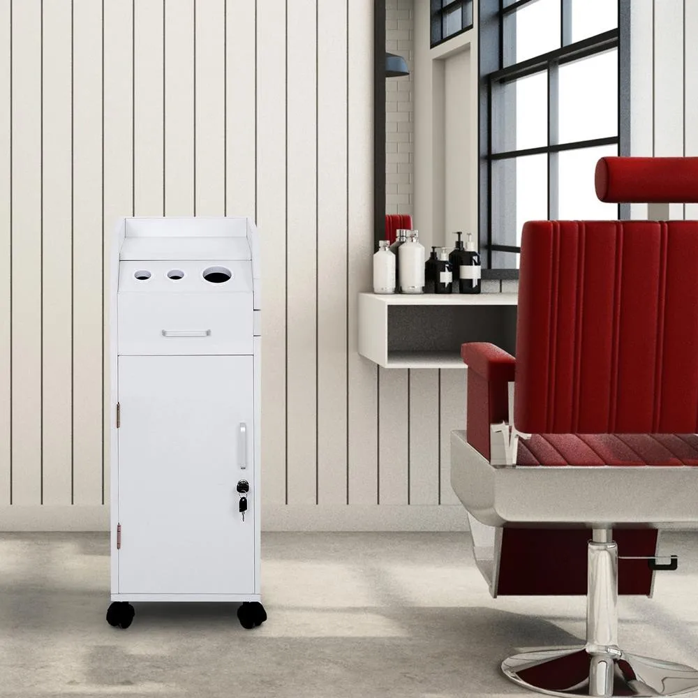 Salon Beauty Hairdressing Cart Storage Trolley, w/ 4 Drawers Lockable Barber SPA