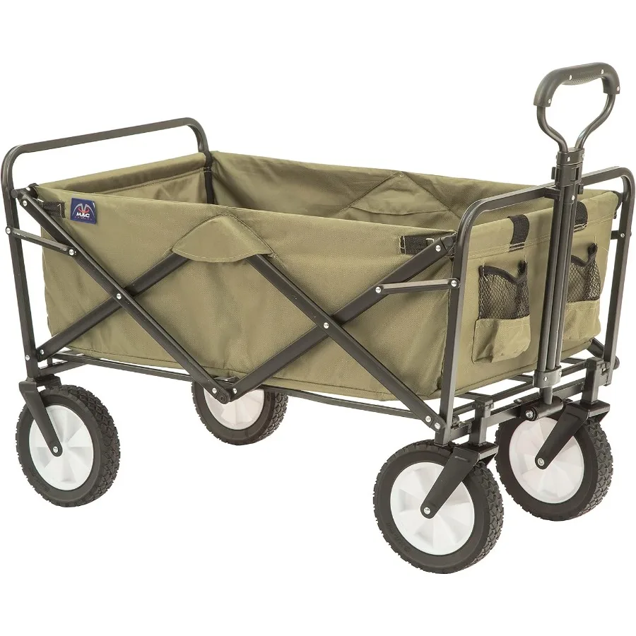 

Folding Steel Frame Garden Utility Wagon Cart Green for Parts