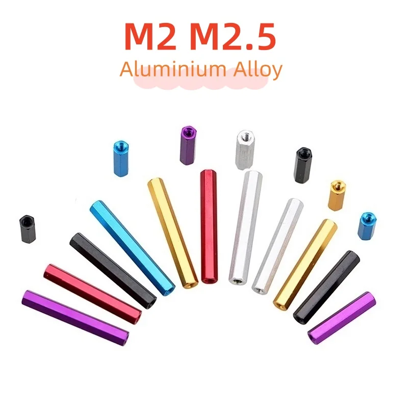 10pcs M2 M2.5 Aluminium Alloy Hex Standoff H=4/5mm Length 5~60mm Colour Aluminum Column Standoff Spacer Hexagon Stud Screw