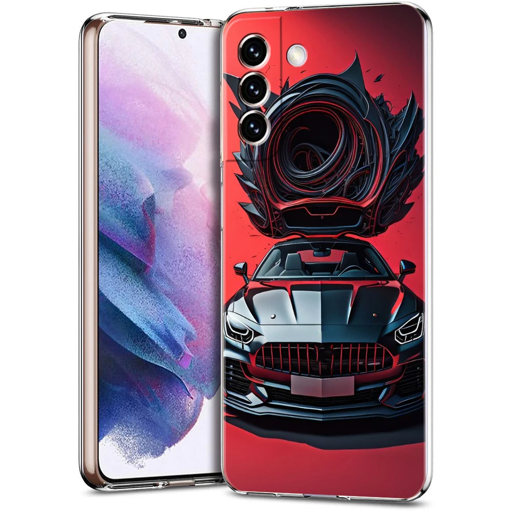 Cool Sports Car Phone Case for Samsung Galaxy S23 S20 FE S22 S21 Ultra M21 M22 M32 S10 S10E S9 S8 Plus 5G Transparent Shell Bags