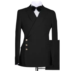 Formal black 2-piece single breasted peak lapel luxury men's clothing Party High quality men's suit