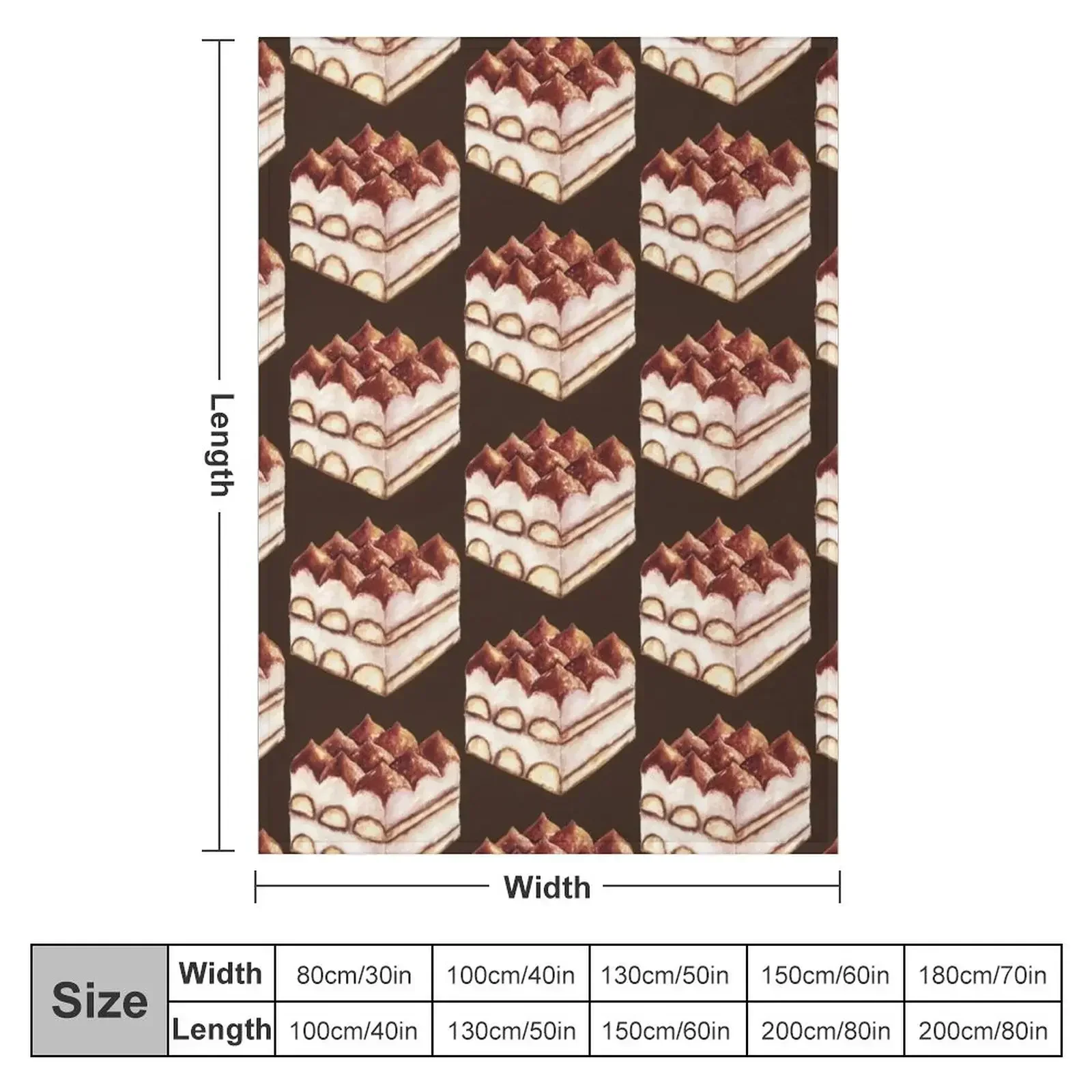 Italian Tiramisu Cake Throw Blanket Soft Plaid Decorative Throw Cute Plaid Blankets