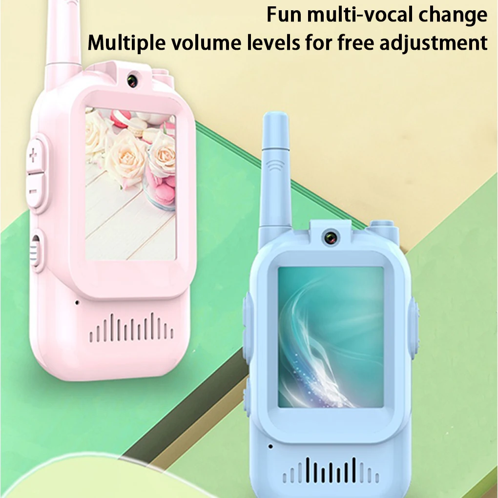 Videocitofono per bambini Schermo ad alta definizione da 2 pollici Caratteri vocali ricaricabili Chiamata con un clic Citofono per cartoni animati Regalo per bambini   ﻿