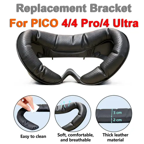 VR Facial Interface Lens Cap Kit For PICO 4/PICO 4 Pro/PICO 4 Ultra Widened PU Leather Mask Magnetic Bracket Joystick Caps Acc