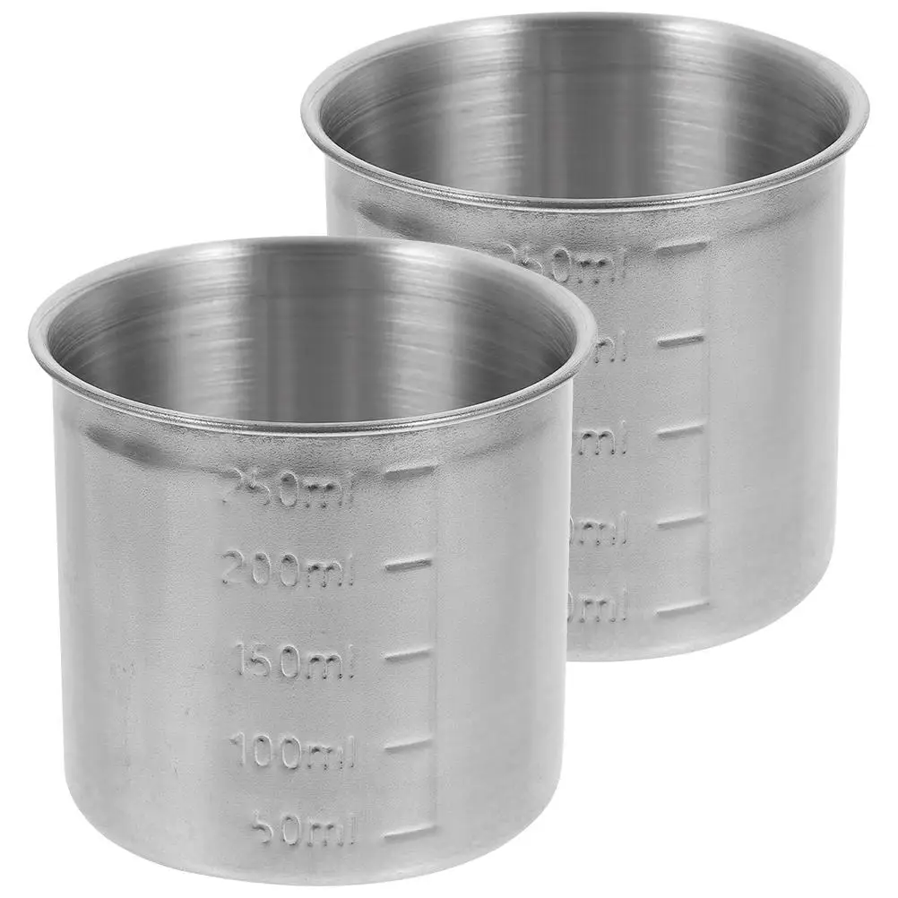 

2Pcs Stainless Steel Measuring Cup 250ml Precise Measurement Kitchen Baking Tool Scaled Container