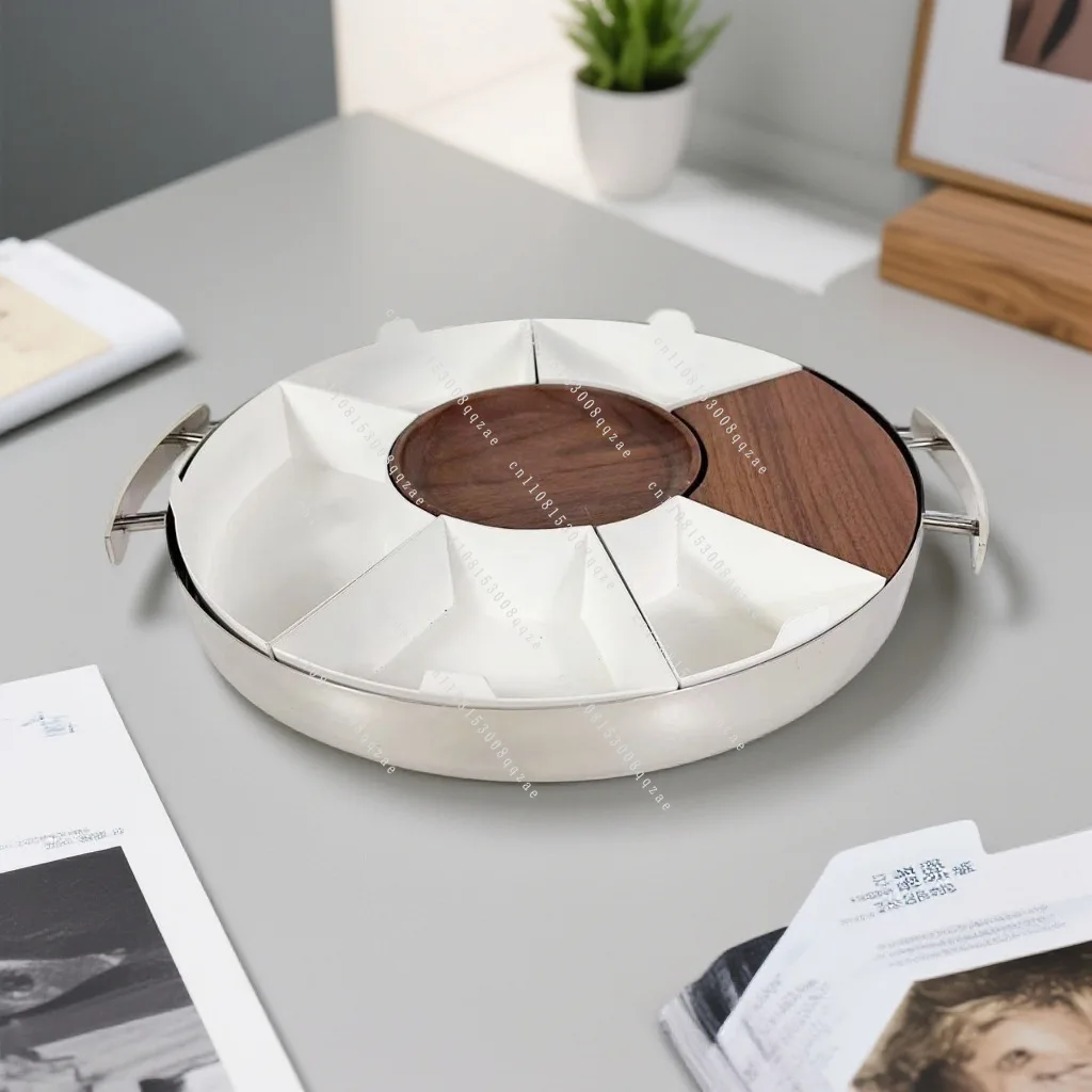 Afternoon Tea Saucer Creative Light Luxury Stainless Steel Snack Tray Western Food Tray Housewarming New Home Storage Ornament