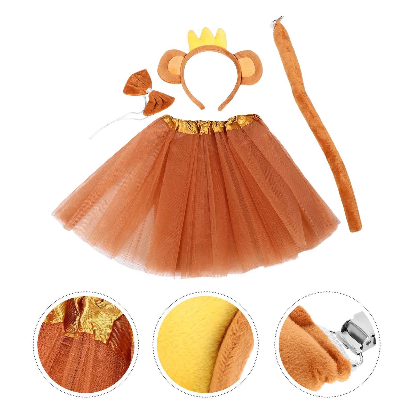 

1Set Monkey Ears and Tail Costume Set for Children Vibrant Skinfriendly Material Easy to Wear Animal Accessories for Party