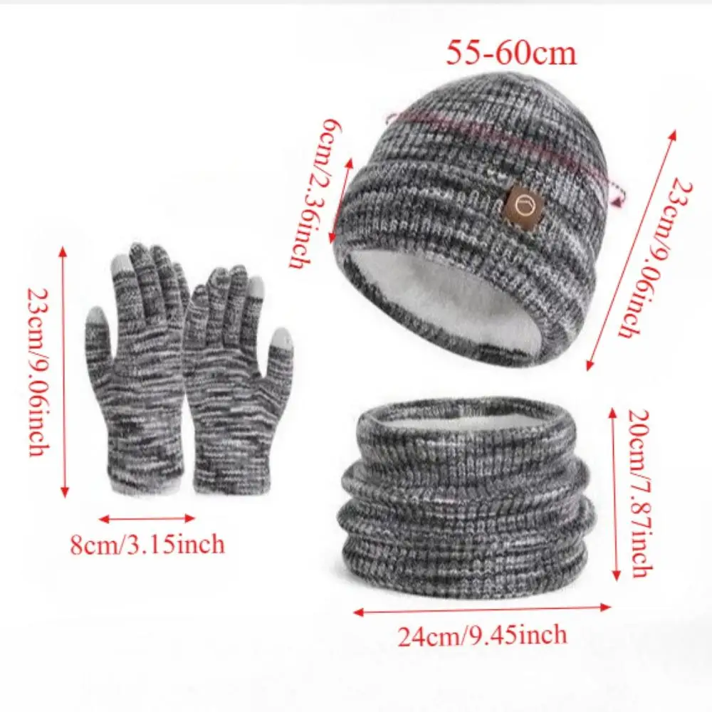 قبعة شتوية قبعة وشاح قفازات 3 قطعة مجموعة قبعات متماسكة دافئة قفازات شاشة لمس وشاح للرقبة هدايا الشتاء الباردة واقية للجنسين الكبار