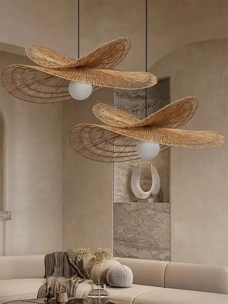 Lampada A Sospensione In Bambù Intrecciato 3 Luci - Paralume In Vimini E Rattan, Design Bohemien, Regolabile In Altezza Per Isola Cucina, Tavolo Da Pranzo, Soggiorno (3x30cm)