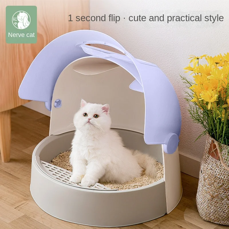 Fully Enclosed Flip-top Cute Duck Cat Litter Box Toilet Extra Large Basin Anti-splash and Anti-odor Cat Litter Box Cat Supplies