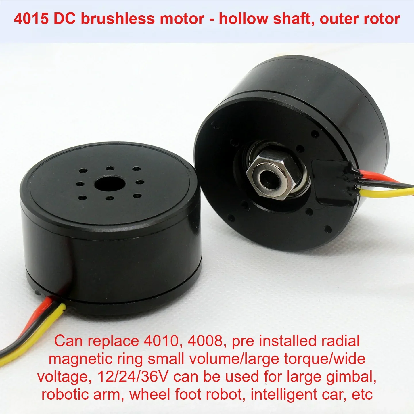 4015 DC Brushless Motor 24V Hollow Shaft BLDC Outer Rotor High-twist Magnetic Ring Yuntai 12V-36V Permanent Magnet