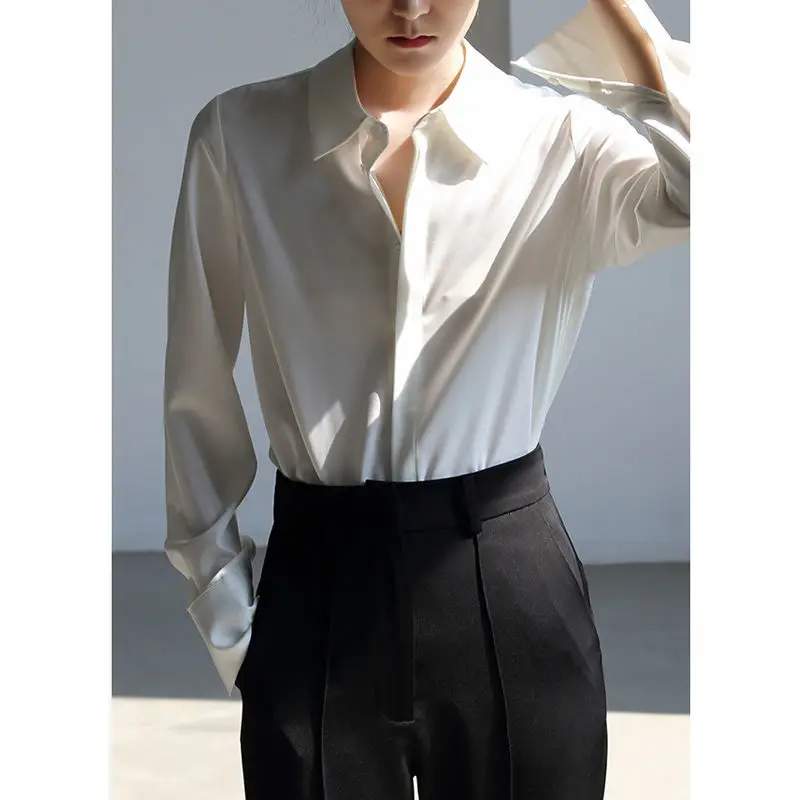 Women's Long Sleeved Shirt Women's New Top for Commuting Light and Mature Drape Shirt