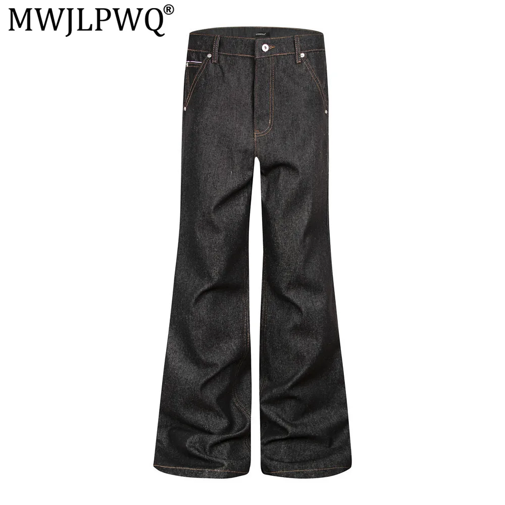 MWJLPWQ Denim Flared Pants Hippie-Style Men's Floral Embroidery Back Pockets Unique Slightly Wide-Leg Trousers 2026 Autumn 21441