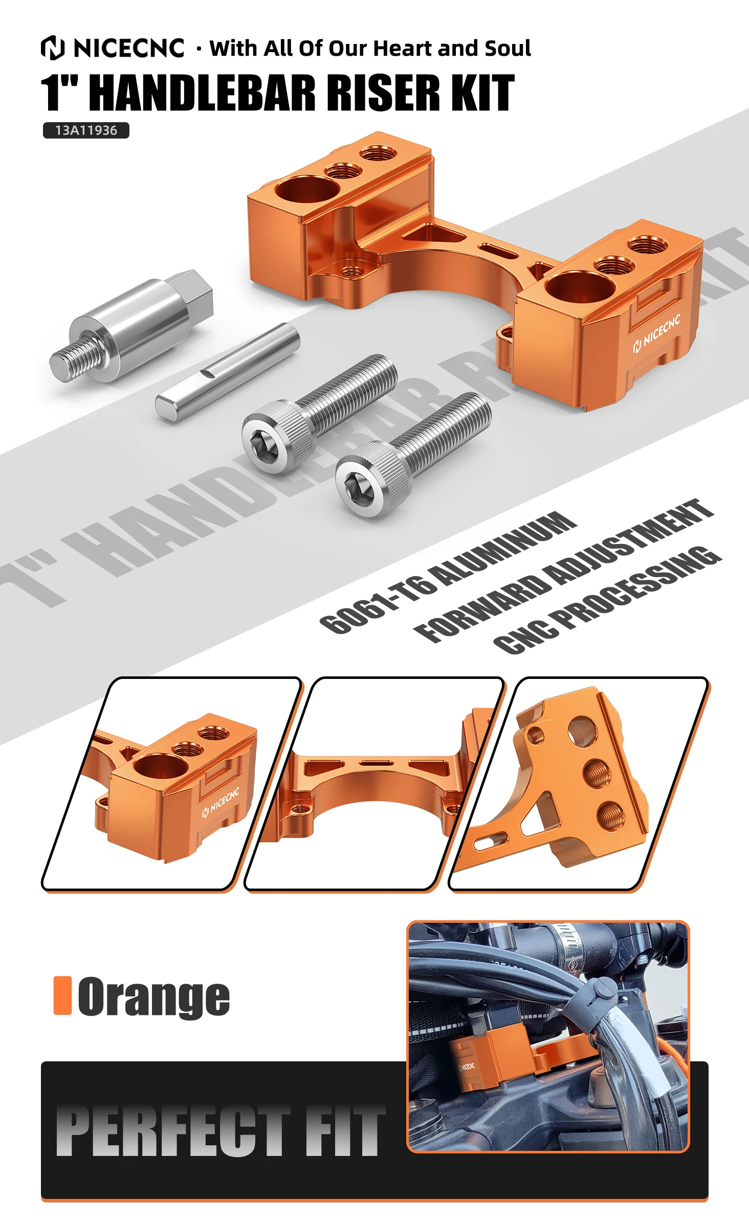 NICECNC 1" Lenkererhöhungssatz für KTM 790/890 Adventure S R Rally-Modelle 890 Adventure 2019-2024 Husqvarna NORDEN 901 2022-2023 – Detail 6