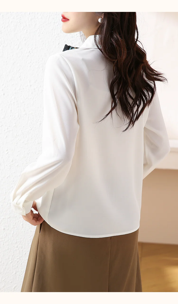 FANIECES 빈티지 상의 Women Chiffon Shirt Autumn Long Sleeve Turn Down Collar Blouses Elegant Office Lady Shirts ropa de mujer ofertas