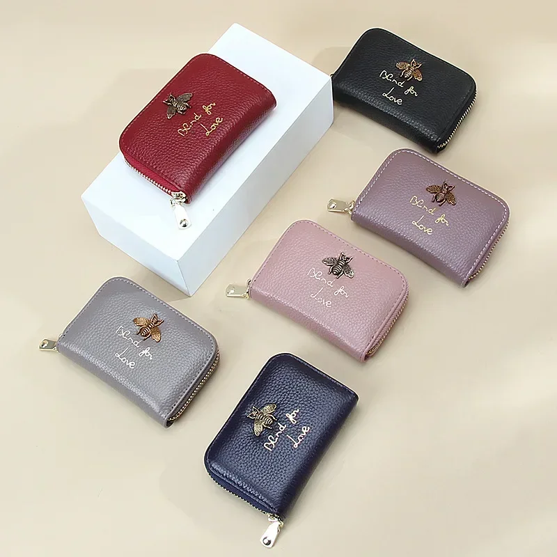 

Коровья RFID-щетка для защиты от кражи, настоящая сумка для пикапа, маленькая сумка для документов с несколькими картами, молния для хранения, высококачественный маленький кошелек