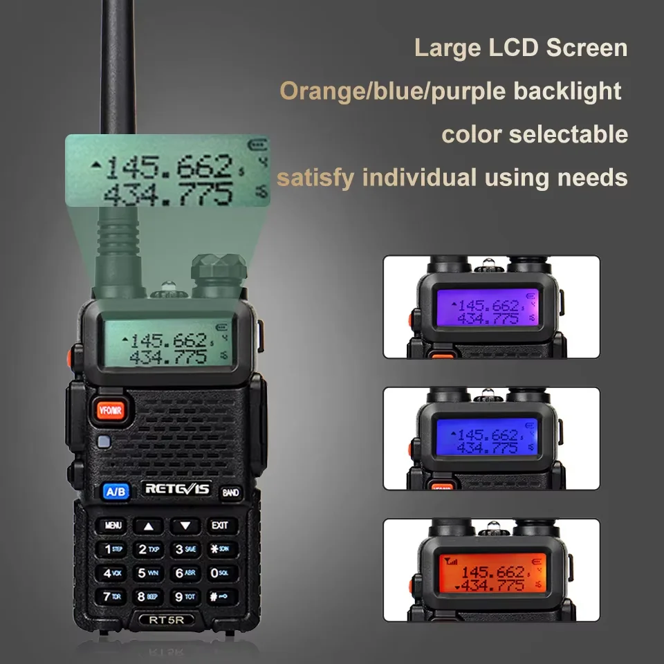 Retevis RT5R Walkie Talkie 5W Long Range Communication Walkie-Talkies UHF VHF Ham Radio Station Amateurs Professional Radio VOX