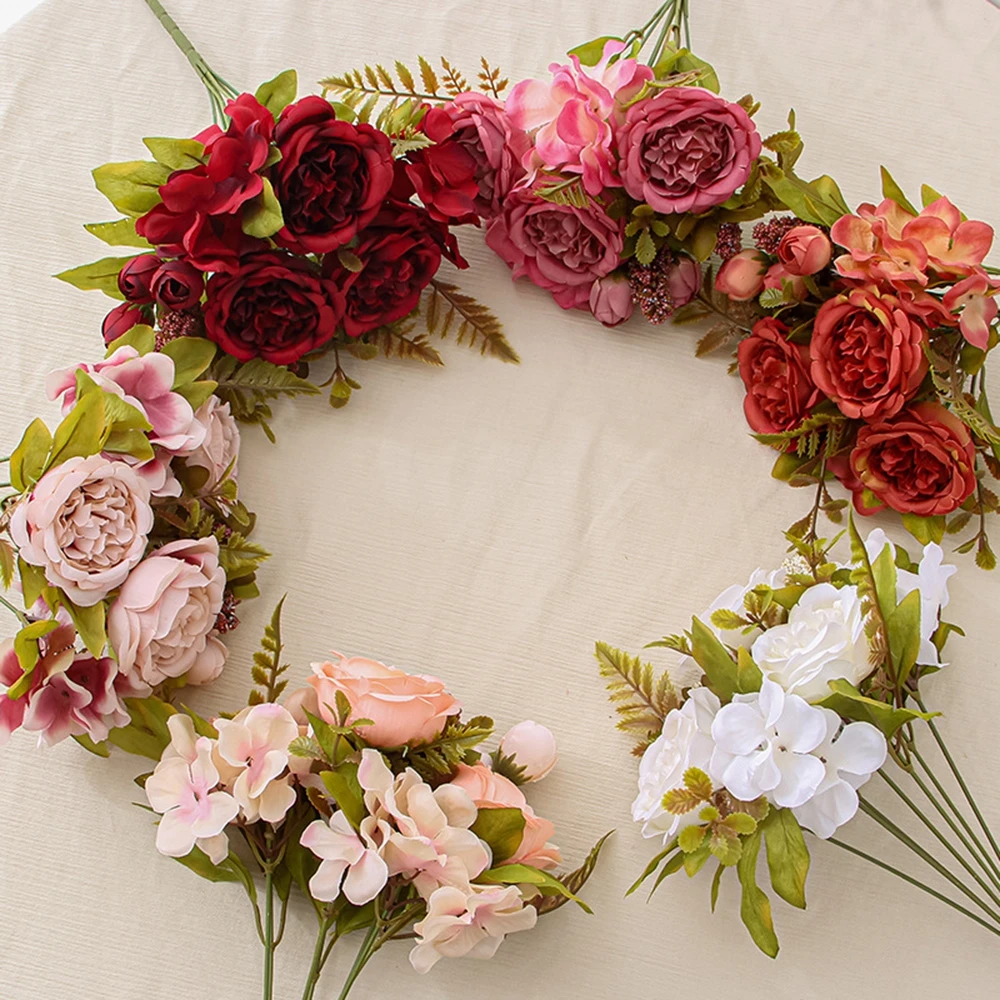 

6Pcs Artificial Flowers Festival Wedding Wreath Garden Arch Fake Plants Parterr Bouquet Vase Room Home Decoration Silk Diy Gifts