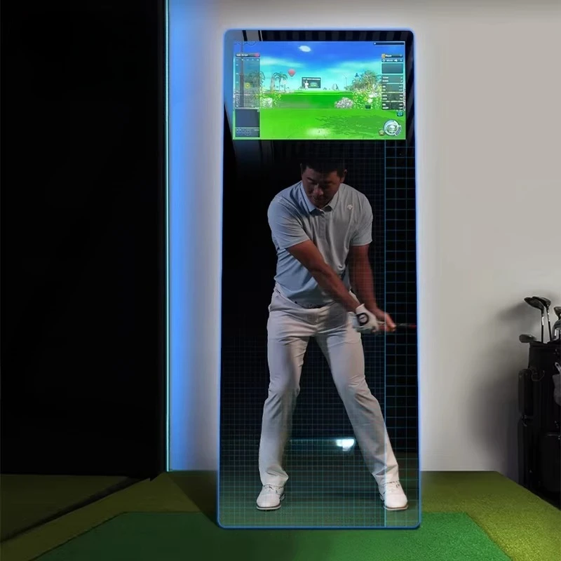 PGM MNQ002 Indoor Sports Golf Simulator Kiosk with Mirror Touch Screen