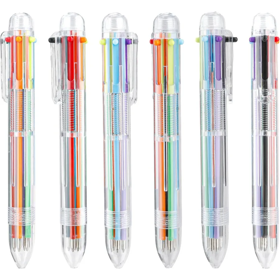 

Mult Pen в одном шариковом ручке 0,5 мм, 6 в 1, выдвижные шариковые ручки, 6 цветов, 6 упаковок, прозрачная шариковая ручка для офиса