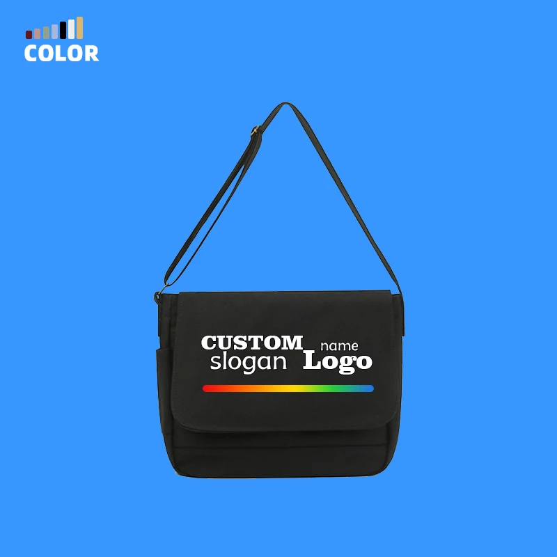 

Custom Printed Logo Canvas Tote Bag Crossbody Shoulder Messenger Bag for Shopping