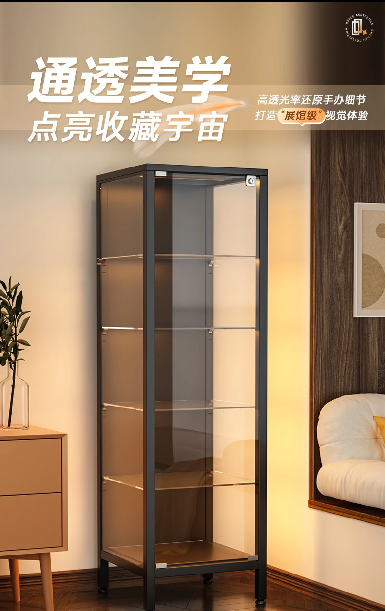 Figure display cabinet with lamp high transparency glass cabinet with lock transparent pain cabinet suitable for Lego model