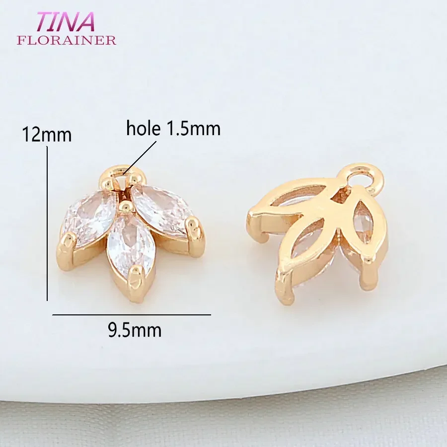 9.5*12MM 14K Gold Plated Brass Leaf Leaves Charms Pendants Necklace Earrings Jewelry Making Supplies Accessories
