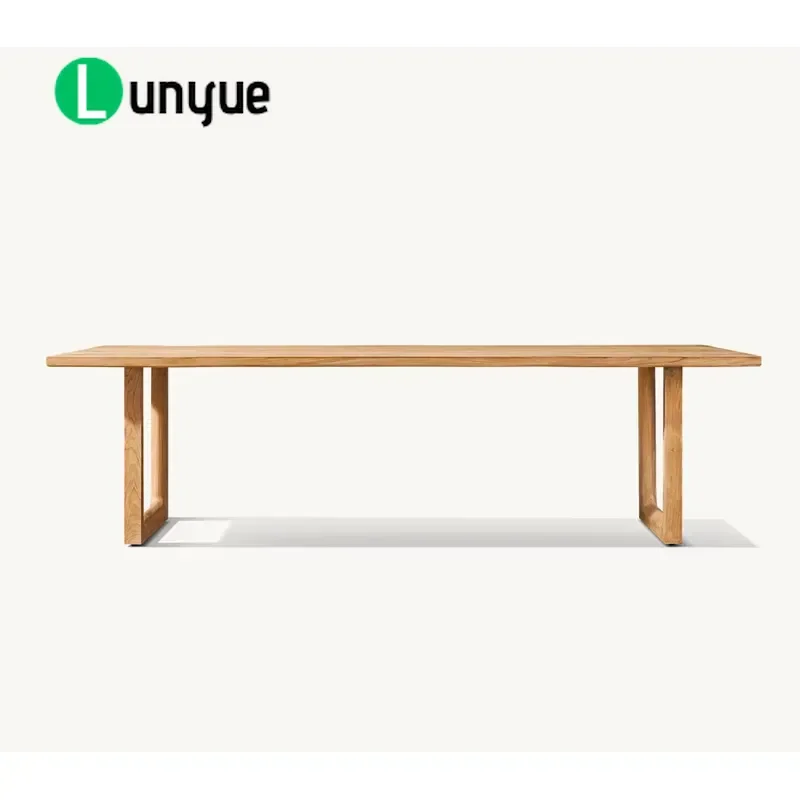Modern Rectangular Solid Teak Dining Table Set High Quality Weather Resistant Outdoor Garden Hotel Furniture All Season Use
