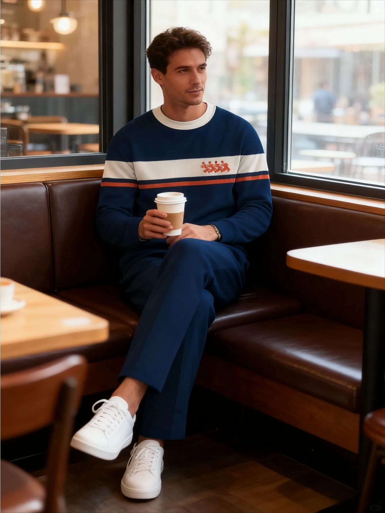 2-piece men's digital printed trendy casual hooded set