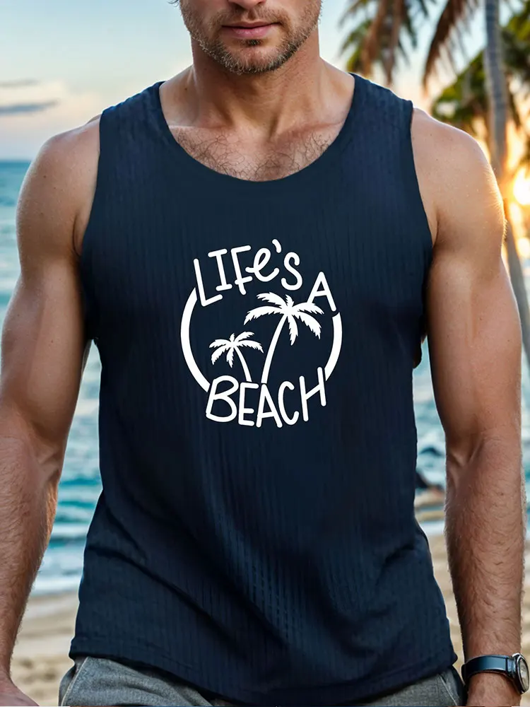 Summer Daily Casual Men\'s Tank Top Outdoor Beach Men\'s Sleeveless T-shirt Street Fashion Sports Tank Top Men\'s Sleeveless Top