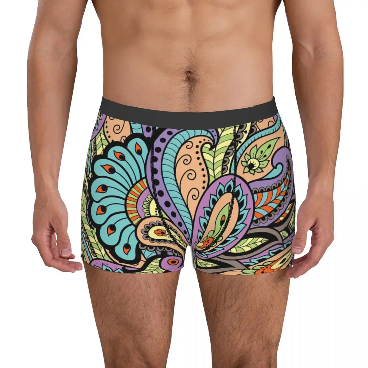 

Paisley Drawing Underpants Breathbale Panties Male Underwear Print Shorts Boxer Briefs