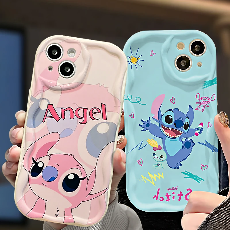 Disney Stitch Angel Case for Xiaomi Mi 13 12 11i 5G Pro Lite POCO X5 5G X4 X3 GT NFC X2 F5 F4 F3 M4 M3 M2 Shockproof White Cover