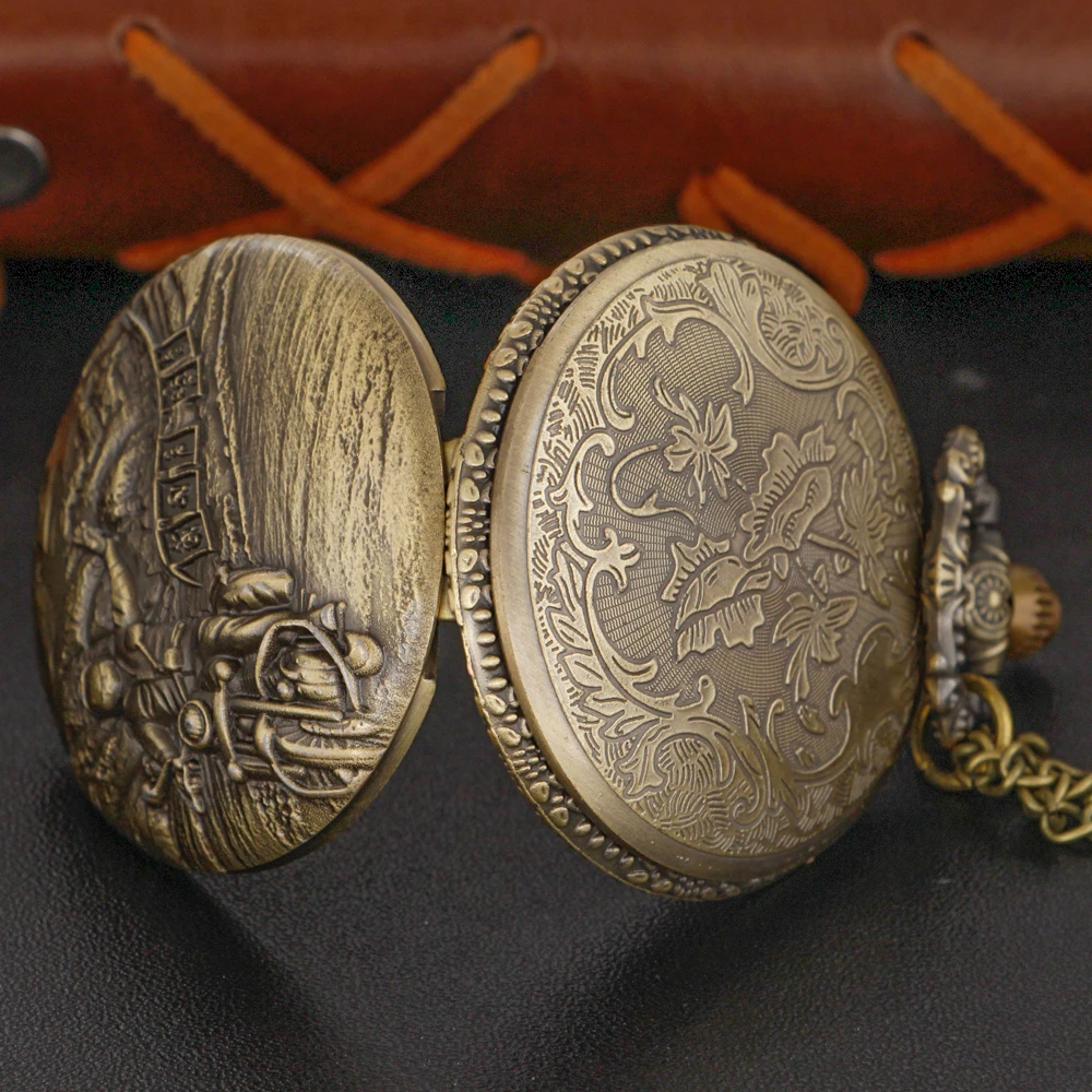 Orologio da tasca al quarzo da corsa per motociclisti Steampunk Rider per donna Uomo Moda Mini orologio con collana di pietre preziose Orologio da regalo per articolo singolo