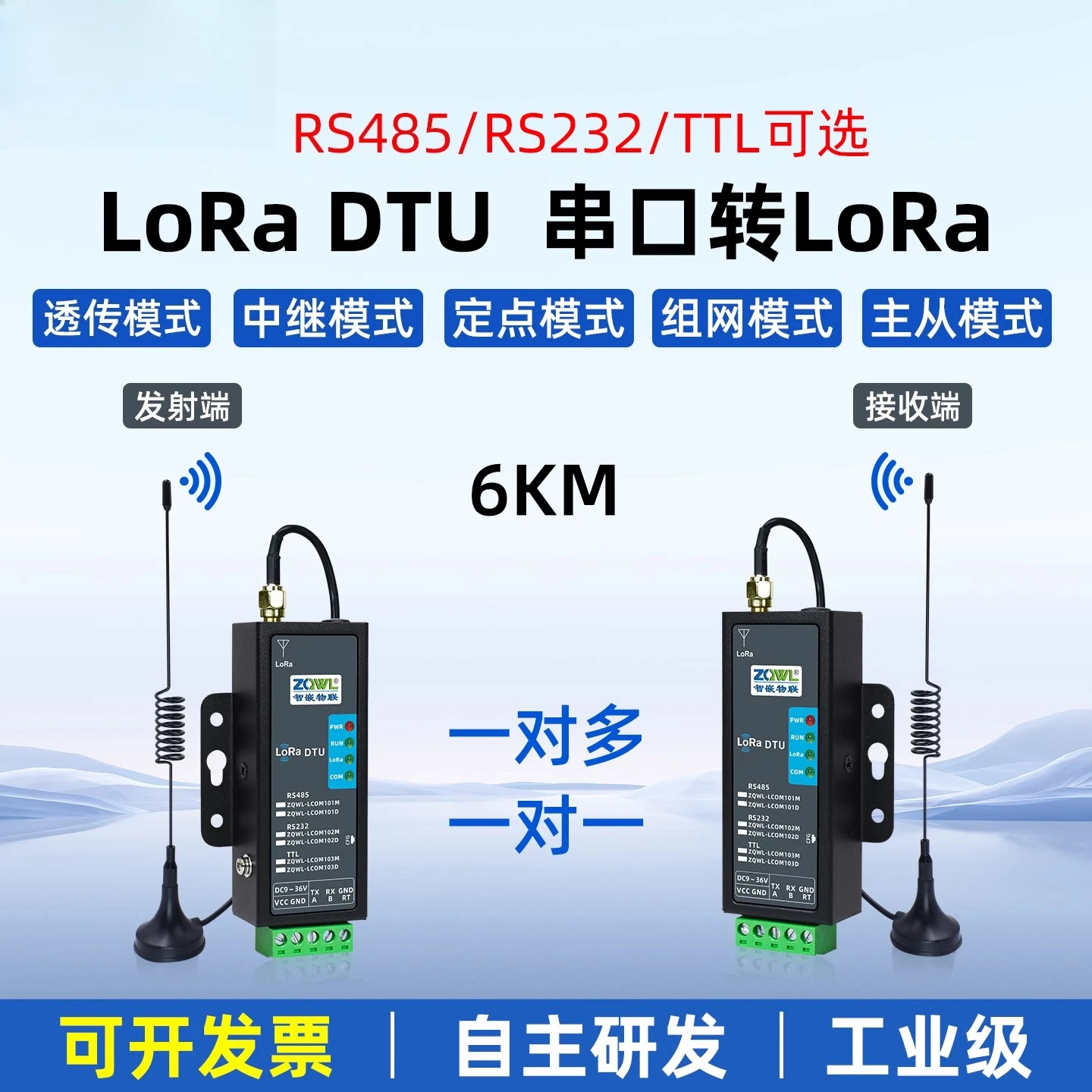 

LoRa DTU Wireless Module 485 to LoRa Communication Gateway Data Transmission Radio 232 Relay Networking 433MHz