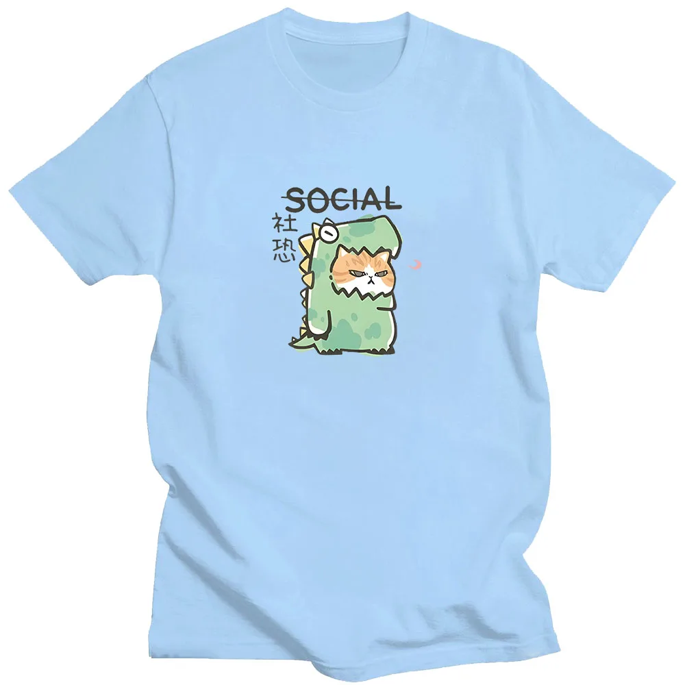 Dinosaur Cat T-Shirt Cartoon Print Kawaii O-neck Tee-shirt Short Sleeve 100% Cotton Retro Tshirt Ropa De Mujer Unisex Clothing