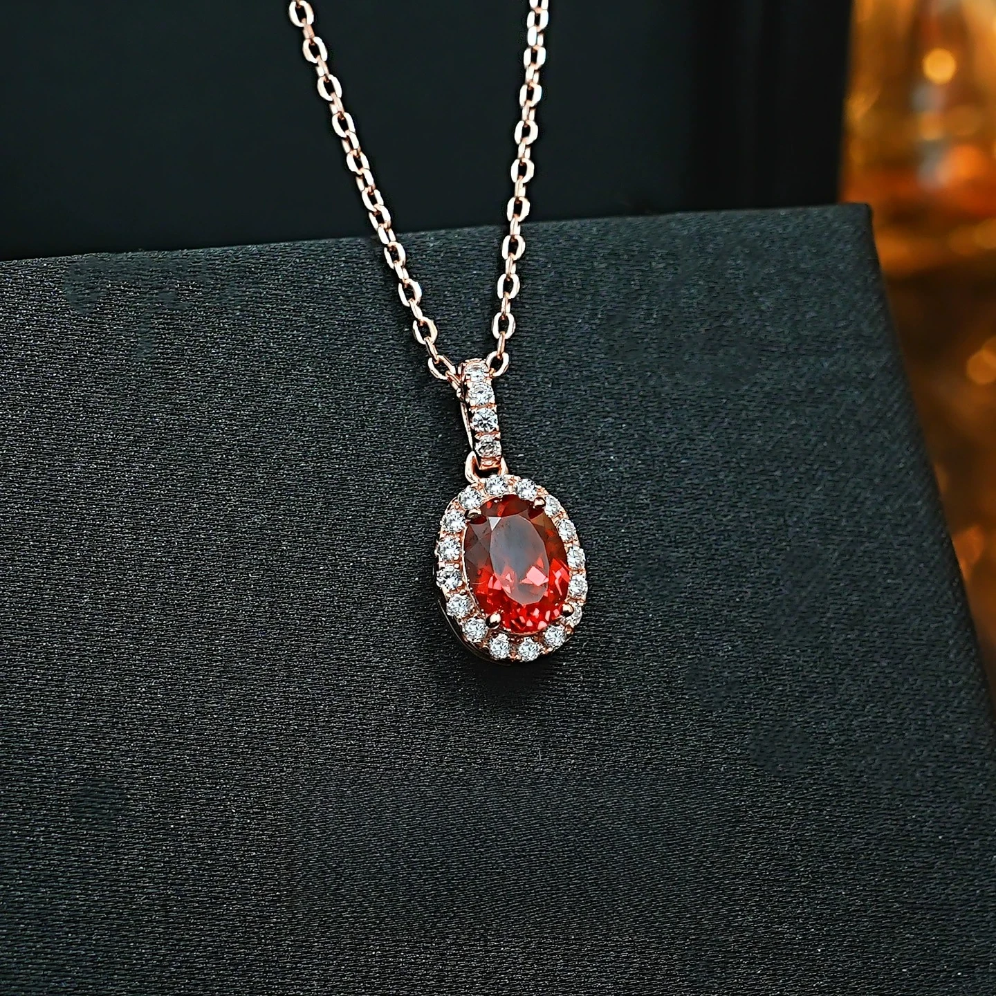 S925 Silver Necklace 5 * 7mm Elliptical Zircon Rose Gold Exquisite Surrounding Women's Jewelry