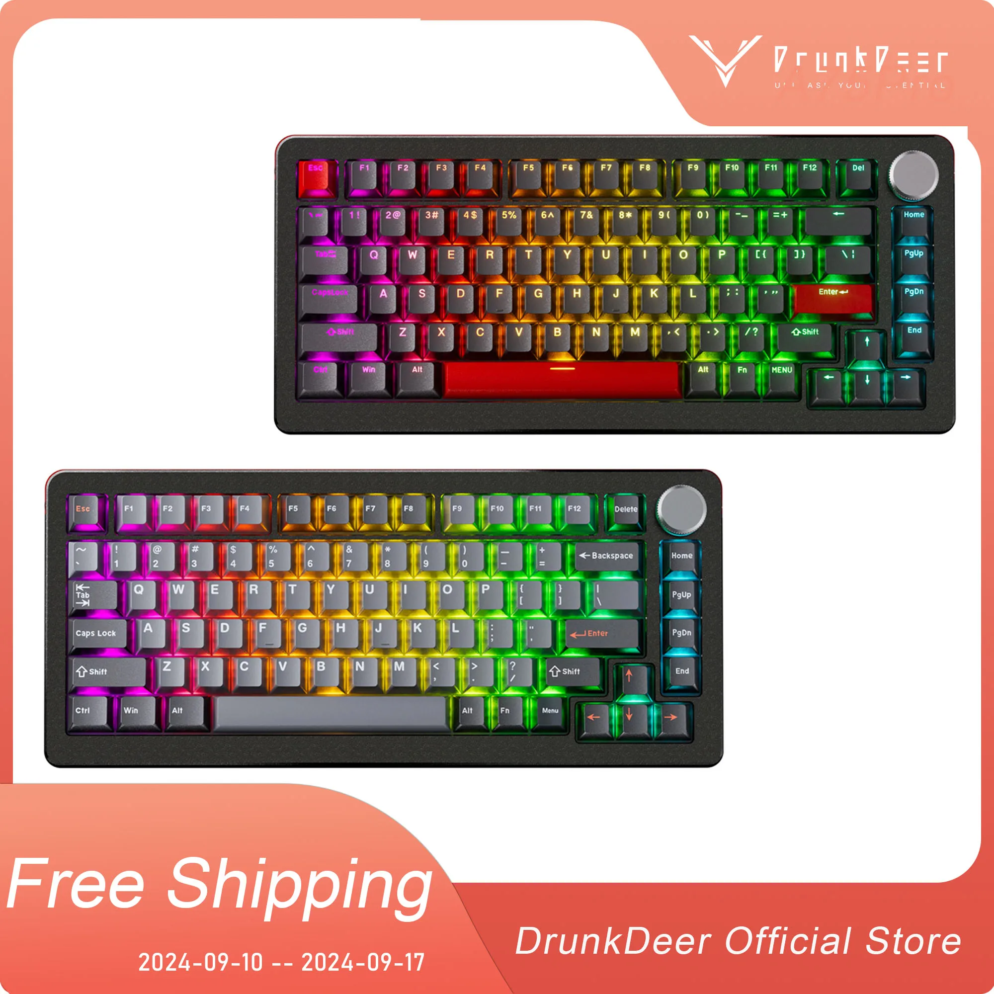 DrunkDeer A75 Pro Rapid Trigger mechanische Tastatur, TKL-Gaming-Tastaturen, Hyper Fast Magnetic Switch-Tastatur, kompakte 82-Tasten