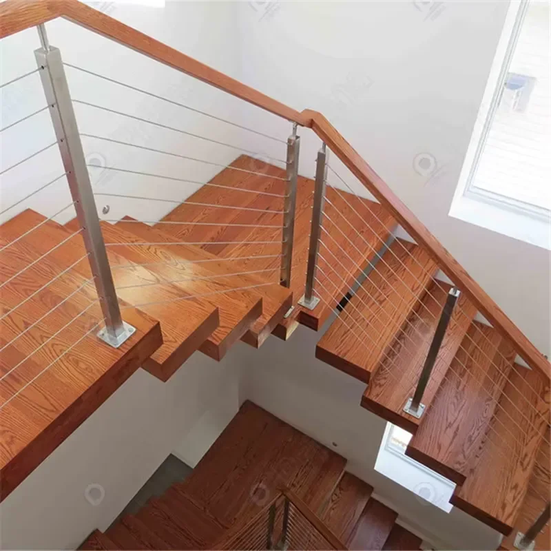Wire Cable Railing Retractable Cable System Stair Removable Curved Modern Stairs in Stock Railing