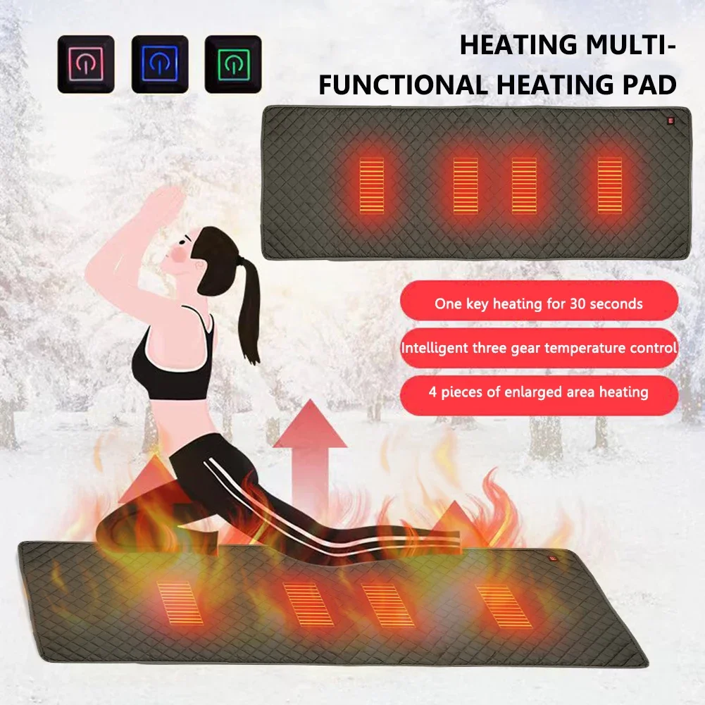 5V USB Electric Heating Pad Heated Cushion Cold Resistant Heating Mat 3-Level Temperature Sleeping Pads for Outdoor Camping