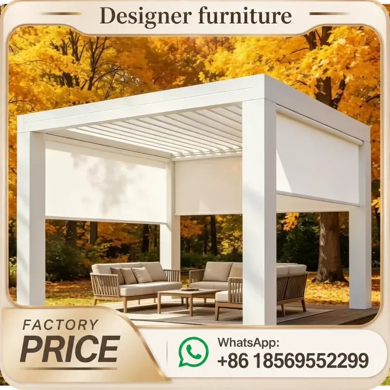 Waterproof Outdoor Aluminum Bioclimatic Pergola Motorized Louvered Roof Garden Modern Sun Shade Gazebo Terrace Luxury sunroom