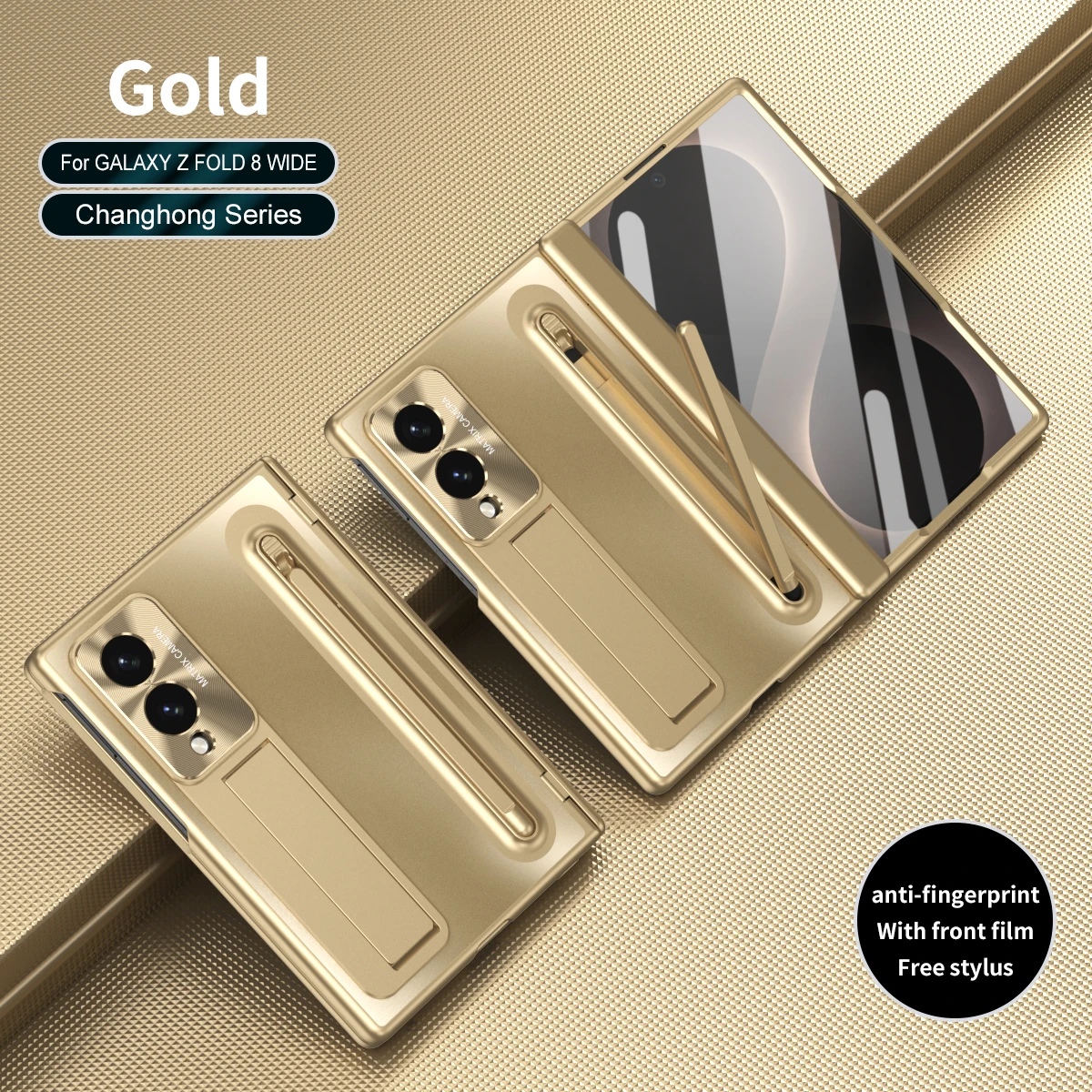 For Samsung Galaxy Z Fold 8 Wide Phone Case Front Protection Film PC Shell Protection Hinge With Pen Holder Back Cover