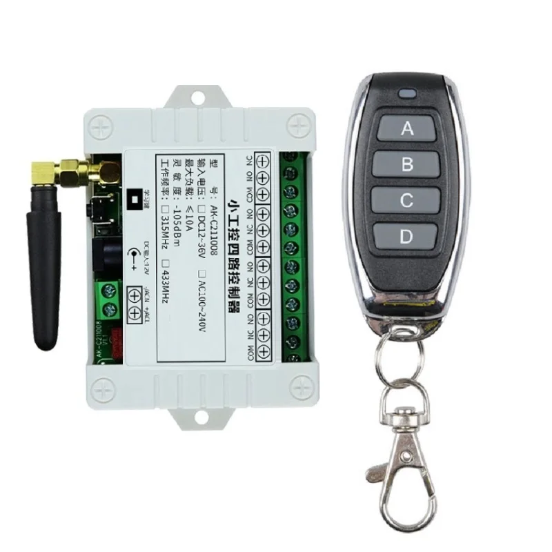 DC 12V 24V 36V 10A 315/433 MHz 4CH Wireless Relay Remote Control Switch 4 Way Work Receiver Transmitters For Home Smart Multiple