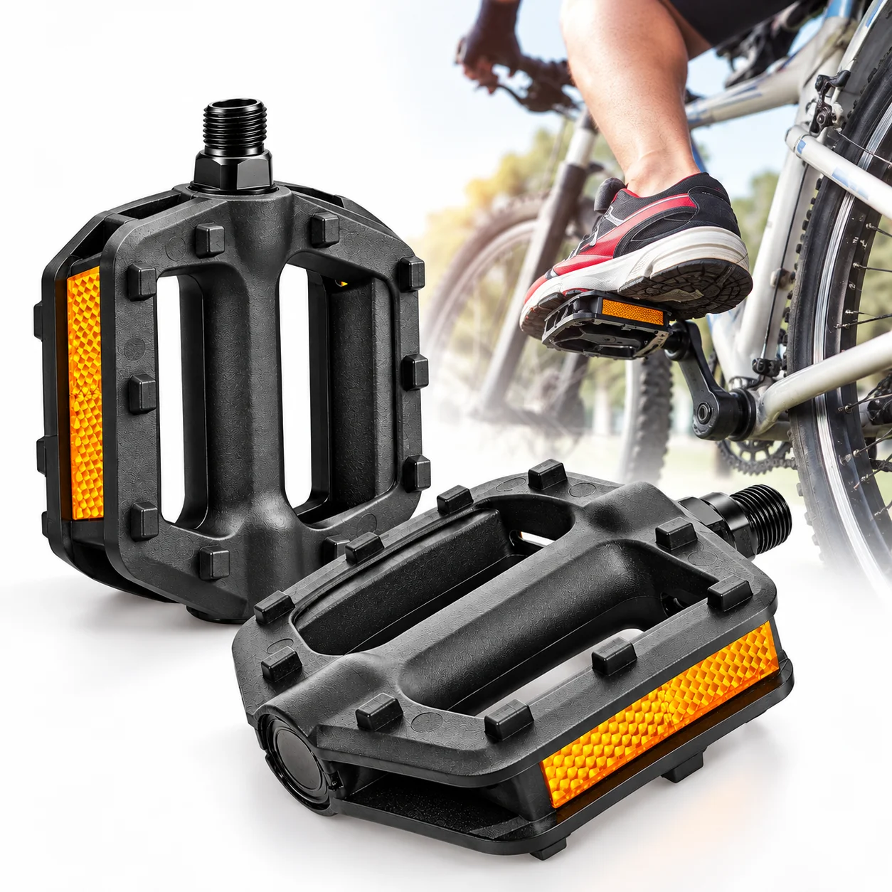 Bicycle Pedals, Mountain & Road Bike Pedals Pair, Universal Anti-Slip Bike Foot Pegs, Cycling Replacement Parts