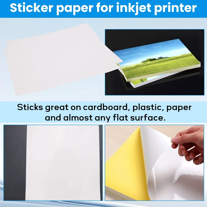 Top-50 Sheets A4 White Self Adhesive Waterproof Sticker Label Surface Paper For Lazer Inkjet Printer Copier