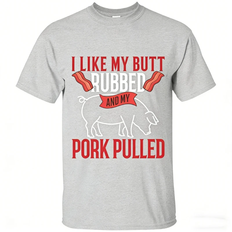 Funny BBQ Pork Lover Graphic T-Shirts Grilling Meat Eater Gift Unisex All-match High Quality Cotton Casual Regular Short Sleeve