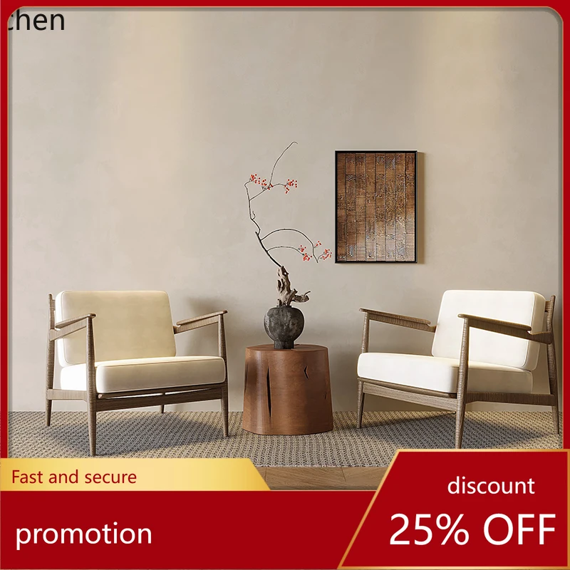 

YFY New Chinese Style Solid Wood Leisure Chair Three-Piece Set Balcony Single Sofa Chair Model Room Sales Office Chair