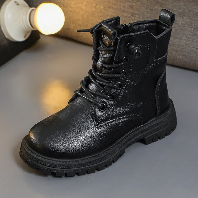 Junge schwarze Stiefel Mädchen Kinder Winters chuhe High Top Plüsch Sneaker neue Schule Sport Schneeschuhe für Jungen Mädchen 4 bis 13 Jahre