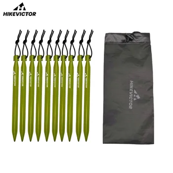 Hikevictor 알루미늄 합금 경량 텐트 페그, 야외 캠핑 17.5cm 텐트 말뚝, 바람 로프 텐트 못, 가방 보관 케이스 포함, 10 개