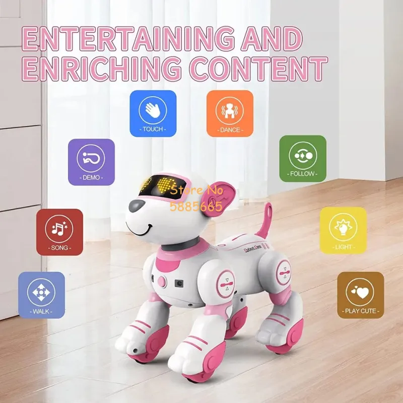 Electronic Smart Touch Sensing Remote Control Robot Dog Model Follow Mode Handstand Stunt Dance$Sing Program RC Pet Dog Toy